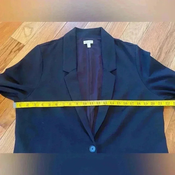Garnet Hill Navy Blue Wool Blend Stretch Knit Blazer Jacket Women’s Size 14 - Picture 9 of 12